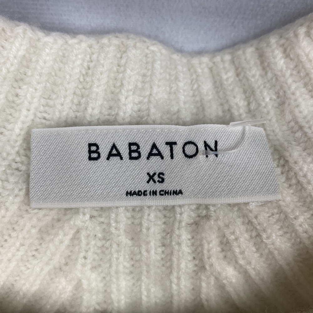 Babaton Chalmers Sweater Mock-Neck Wool Linen Blend Sweater Off-White - Size XS - Picture 3 of 10